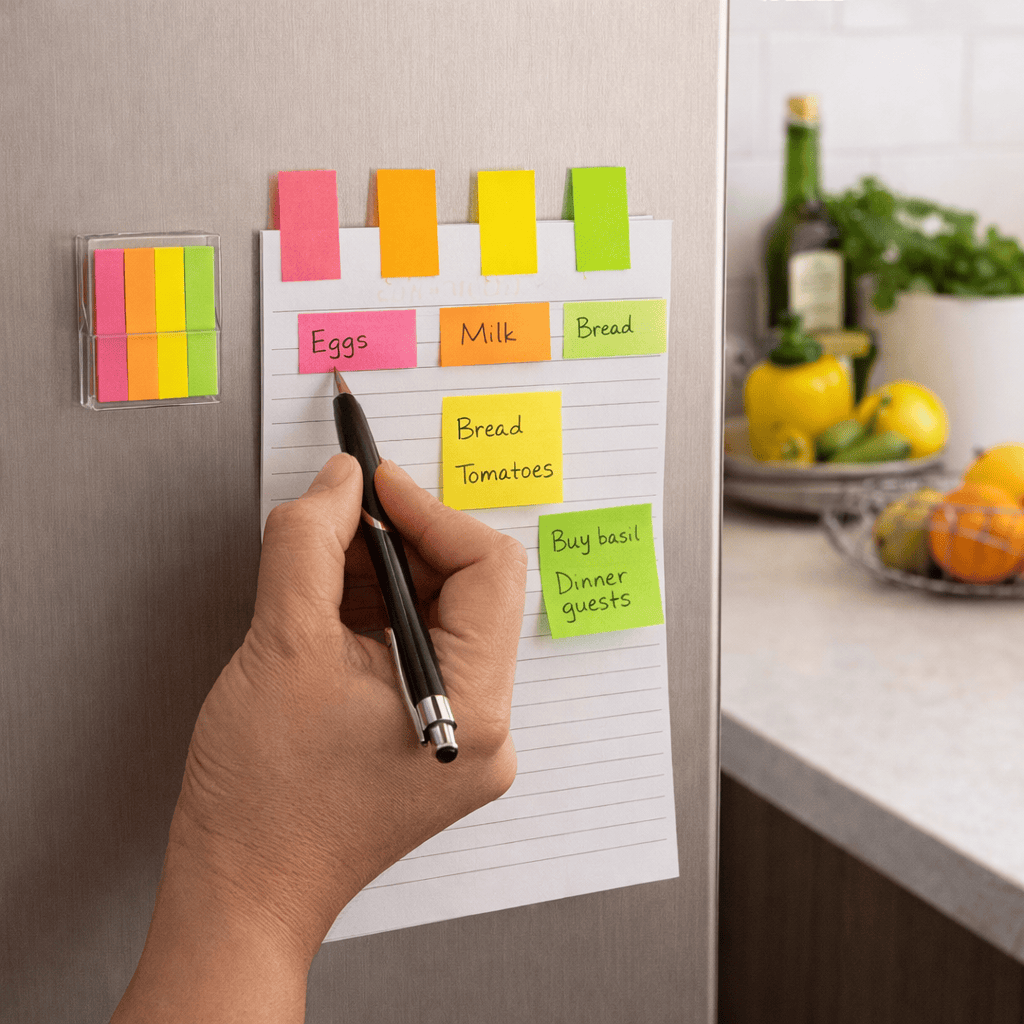 Stuk Sticky notes 4 Neon  Pads with Case Sticky Note Page Book Marking 14x60mm 100 Sheets Stickers