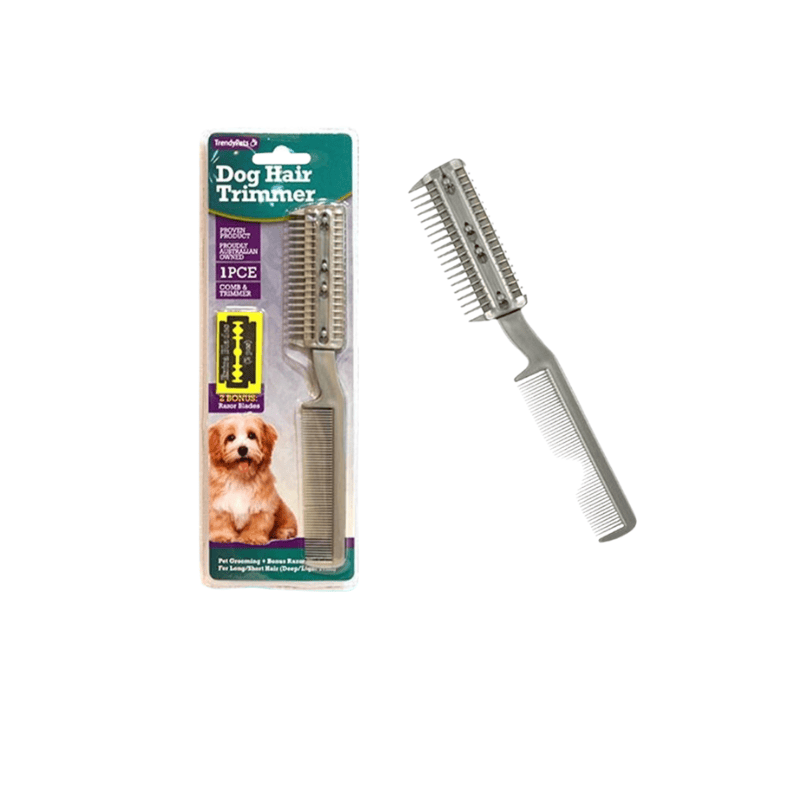 Trendy Pets Dog Hair Trimmer with 2 Bonus Razor Blades Pet Grooming Comb