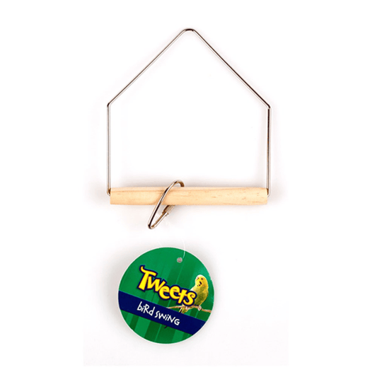 Tweets Pet Toy Bird Toy Hanging Swing 10x13cm Standing Wooden Natural Perch Hammock Bird Cage