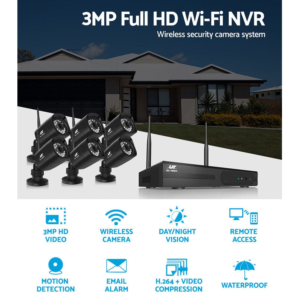 UL-Tech Electronics > Business & Home Security > Security Cameras & Accessories UL-TECH 3MP 8CH NVR Wireless 6 Security Cameras Set