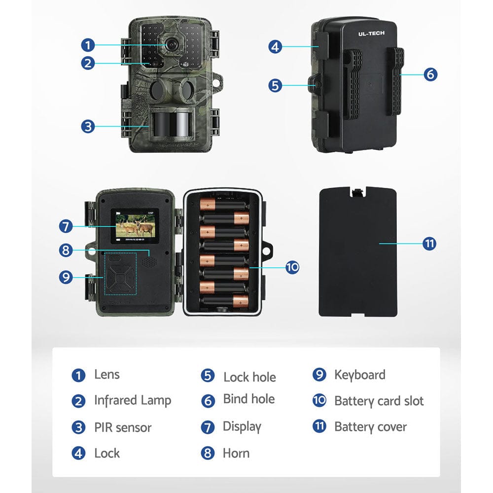 UL-Tech Electronics > Business & Home Security > Security Cameras & Accessories UL-tech 4K 16MP Trail Camera Wildlife Hunting Security Cam Night Vision