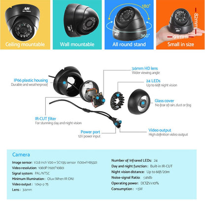 UL-Tech Electronics > Business & Home Security > Security Cameras & Accessories UL-tech CCTV Security System 4CH DVR 4 Cameras 1080p