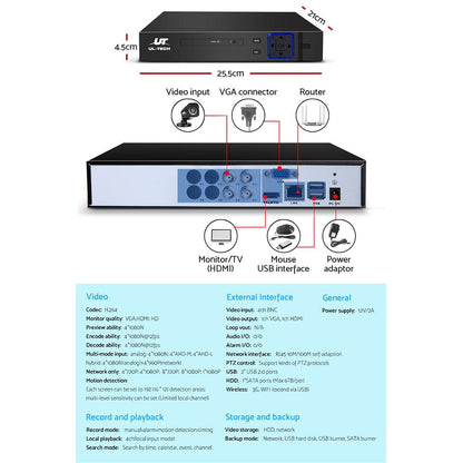 UL-Tech Electronics > Business & Home Security > Security Cameras & Accessories UL-tech CCTV Security System 4CH DVR 4 Cameras 1080p