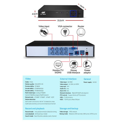 UL-Tech Electronics > Business & Home Security > Security Cameras & Accessories UL-tech CCTV Security System 8CH DVR 4 Cameras 1080p