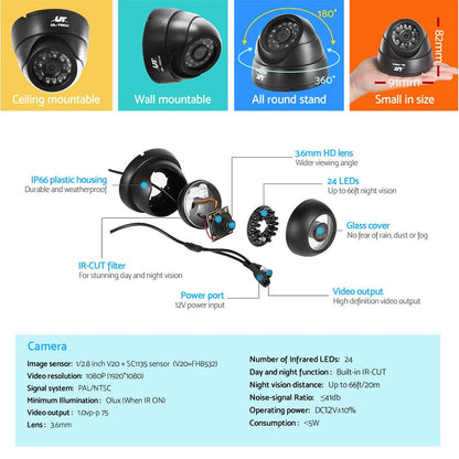 UL-Tech Electronics > Business & Home Security > Security Cameras & Accessories UL-tech CCTV Security System 8CH DVR 4 Cameras 1080p