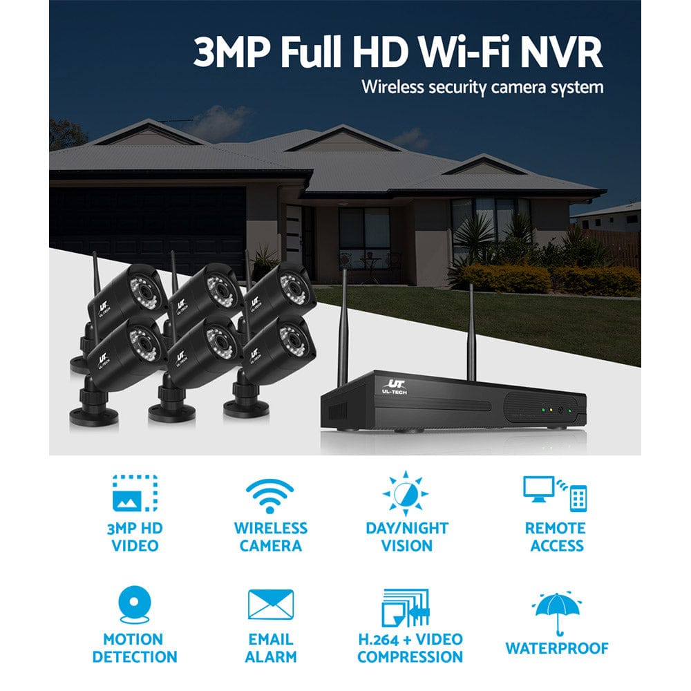 UL-Tech Electronics > Business & Home Security > Security Cameras & Accessories UL-tech CCTV Wireless Security Camera System 8CH Home Outdoor WIFI 6 Square Cameras Kit 1TB