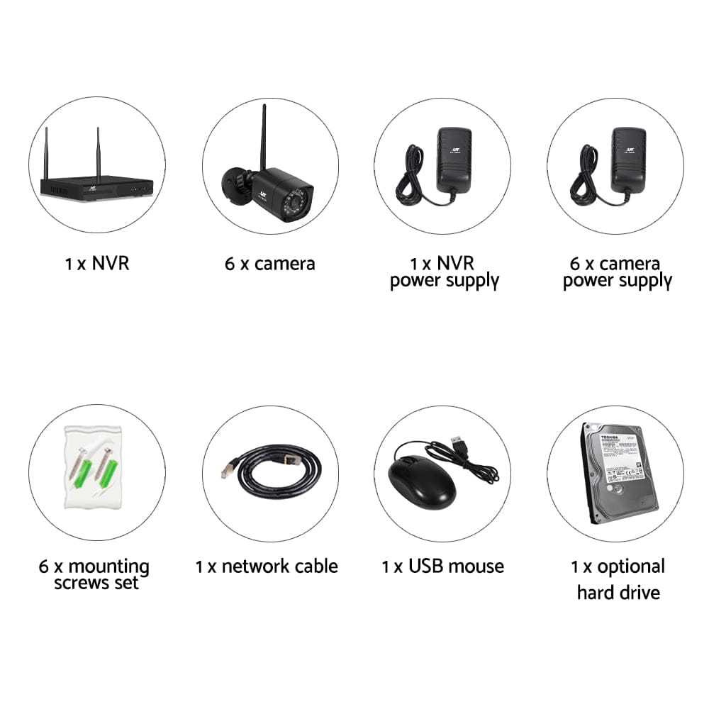 UL-Tech Electronics > Business & Home Security > Security Cameras & Accessories UL-tech CCTV Wireless Security Camera System 8CH Home Outdoor WIFI 6 Square Cameras Kit 1TB