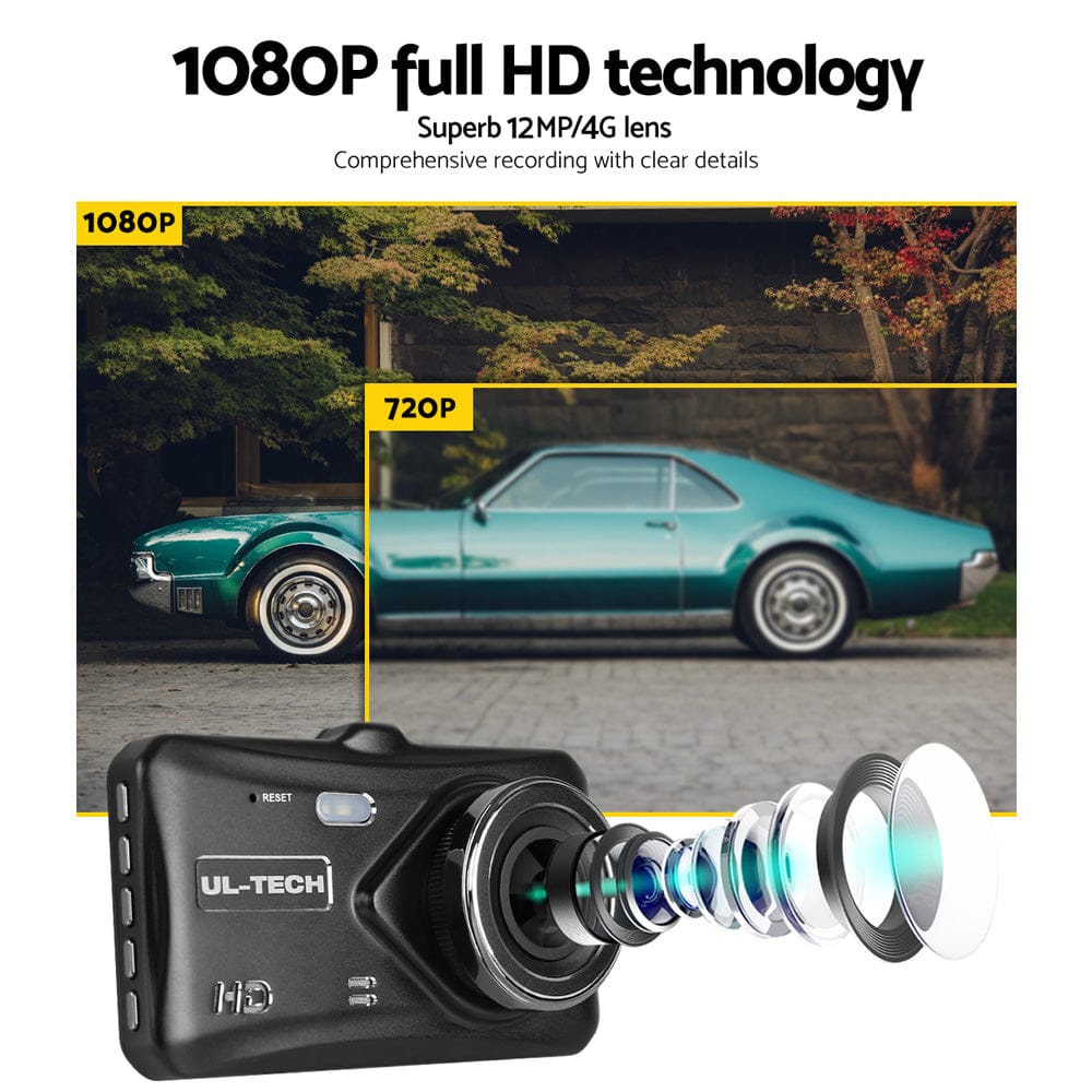 UL-Tech Electronics > Business & Home Security > Security Cameras & Accessories UL-tech Dash Camera 1080P 4" Front Rear View,UL-tech Dash Camera 1080P 4" Front Rear View Cam Car DVR Reverse Recorder 32GB
