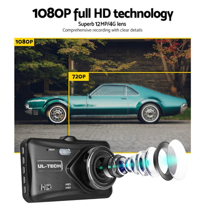 UL-Tech Electronics > Business & Home Security > Security Cameras & Accessories UL-tech Dash Camera 1080P 4" Front Rear View,UL-tech Dash Camera 1080P 4" Front Rear View Cam Car DVR Reverse Recorder 32GB