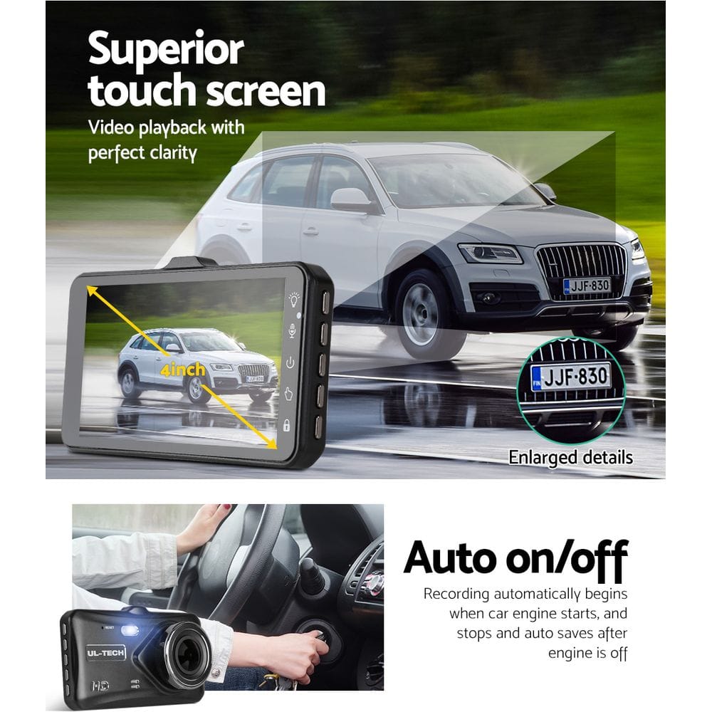 UL-Tech Electronics > Business & Home Security > Security Cameras & Accessories UL-tech Dash Camera 1080P 4" Front Rear View,UL-tech Dash Camera 1080P 4" Front Rear View Cam Car DVR Reverse Recorder 32GB