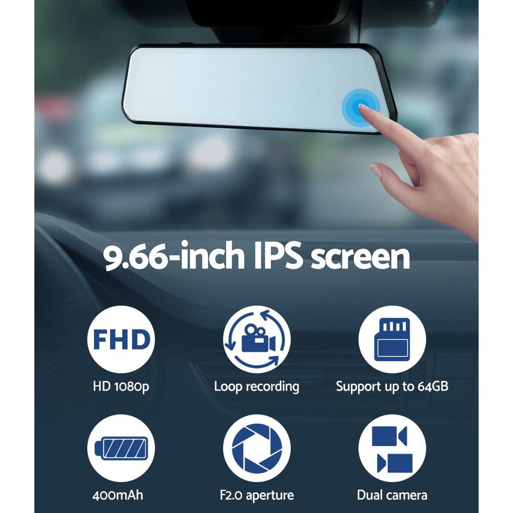 UL-Tech Electronics > Business & Home Security > Security Cameras & Accessories UL-tech Dash Camera 1080P 9.66" Front and Rear View Cam Car DVR Reverse Recorder