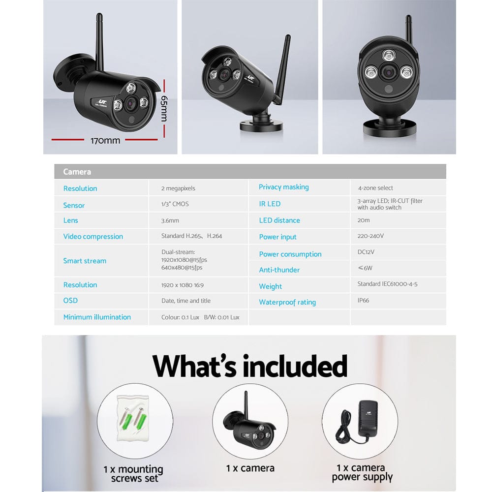 UL-Tech Electronics > Business & Home Security > Security Cameras & Accessories UL-tech Wireless CCTV 3MP Camera Bullet
