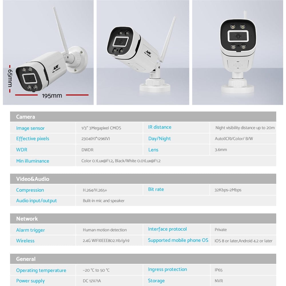 UL-Tech Electronics > Business & Home Security > Security Cameras & Accessories UL-tech Wireless CCTV 3MP Camera Square