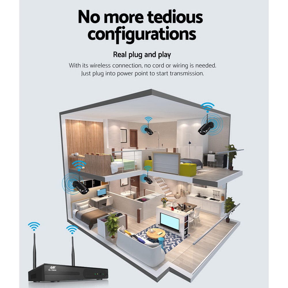 UL-Tech Electronics > Business & Home Security > Security Cameras & Accessories UL-tech Wireless CCTV Security System 8CH NVR 3MP 4 Bullet Cameras