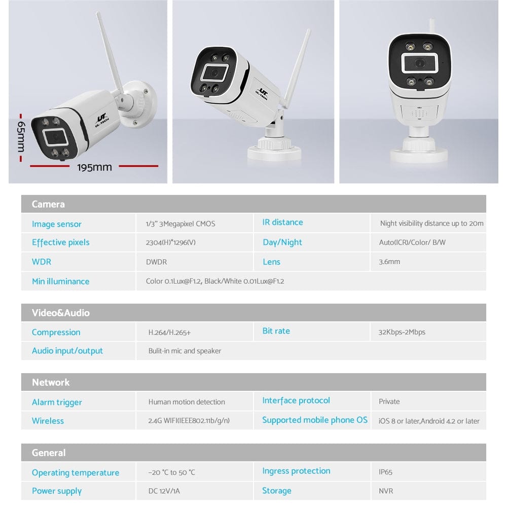 UL-Tech Electronics > Business & Home Security > Security Cameras & Accessories UL-tech Wireless CCTV Security System 8CH NVR 3MP 4 Square Cameras
