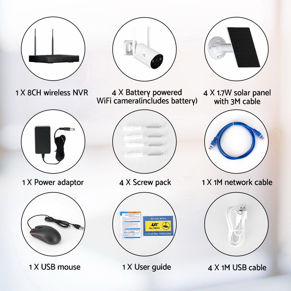 UL-Tech Electronics > Business & Home Security > Security Cameras & Accessories UL-tech Wireless Solar CCTV Security Cameras 4MP 8CH NVR