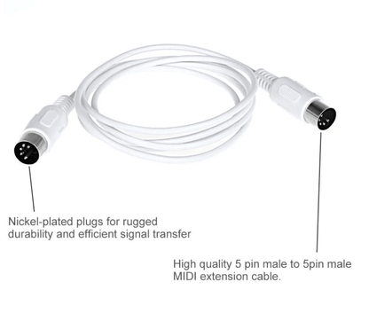 Unbranded 1.5m MIDI Piano Keyboard Cable 5-Pin DIN Standard Jack Plug Male to Male Lead