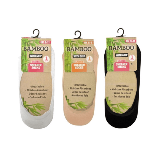 Unbranded 1 Pair Bamboo Ladies Invisible Sneakers Socks Footsies Low Cut Size 5-8 Grip