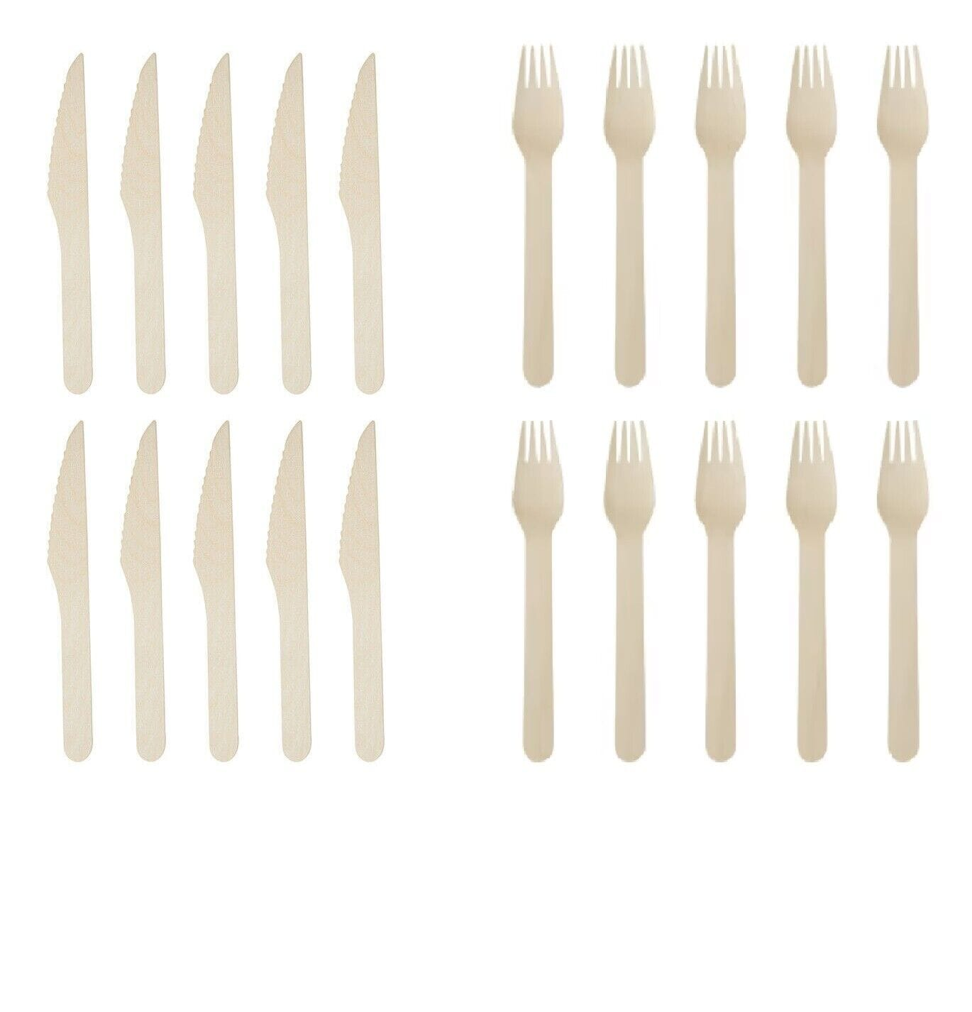 Unbranded 10 Pack Disposable Wooden Knive Eco-friendly Compostable Camping Catering Party