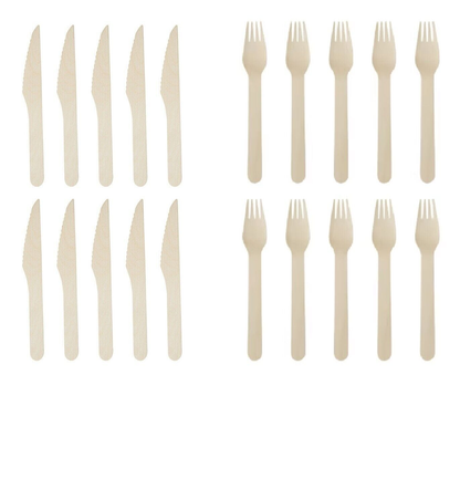Unbranded 10 Pack Disposable Wooden Knive Eco-friendly Compostable Camping Catering Party