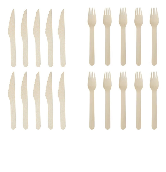 Unbranded 10 Pack Disposable Wooden Knive Eco-friendly Compostable Camping Catering Party
