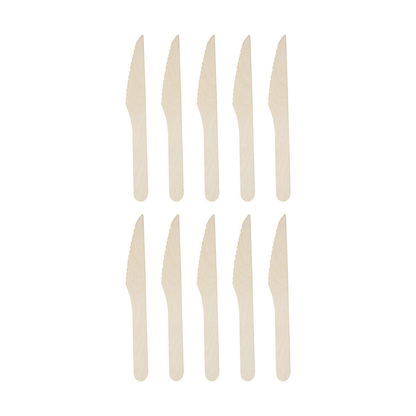 Unbranded 10 Pack Disposable Wooden Knive Eco-friendly Compostable Camping Catering Party