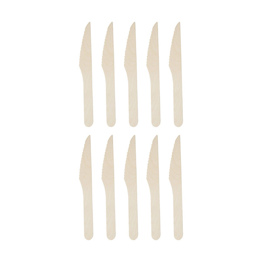 Unbranded 10 Pack Disposable Wooden Knive Eco-friendly Compostable Camping Catering Party