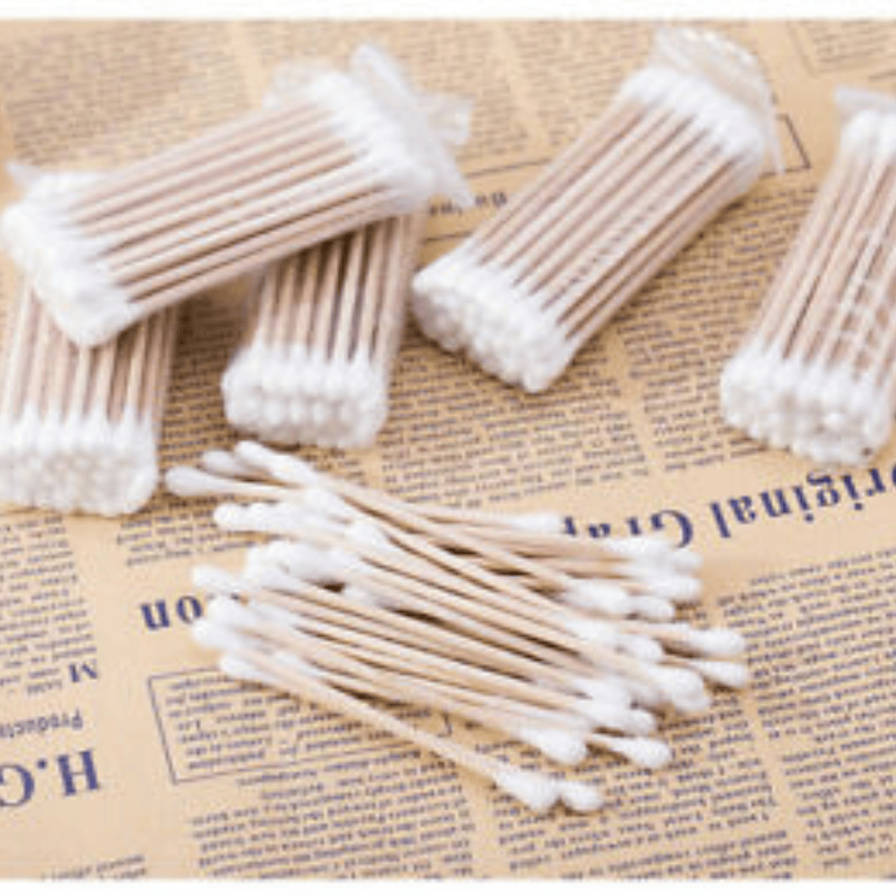 Unbranded 100 Pieces Disposable Double Tip Swab Cotton Buds Makeup Applicator Wooden Swabs