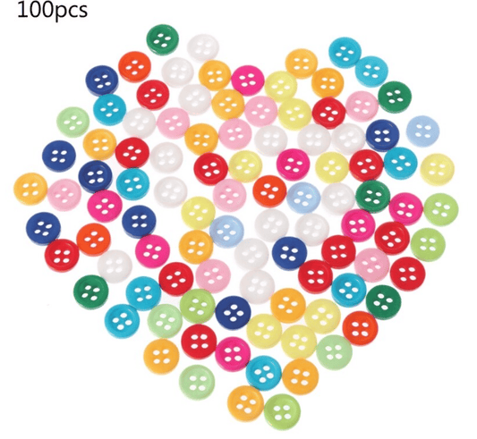 Unbranded 100Pcs 4 Holes Mixed Color Round Resin Buttons Fit For Sewing And Scrapbook 9mm