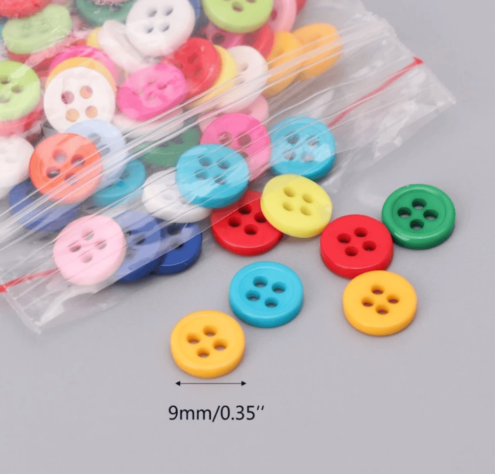Unbranded 100Pcs 4 Holes Mixed Color Round Resin Buttons Fit For Sewing And Scrapbook 9mm