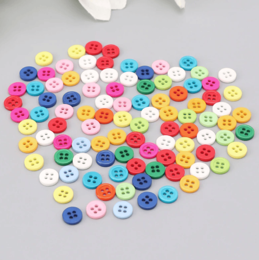 Unbranded 100Pcs 4 Holes Mixed Color Round Resin Buttons Fit For Sewing And Scrapbook 9mm