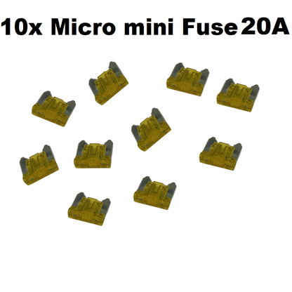 Unbranded 10x 20 AMP Micro Mini Car Fuse Blade Truck Auto 20A Automotive Low Profile Fuses