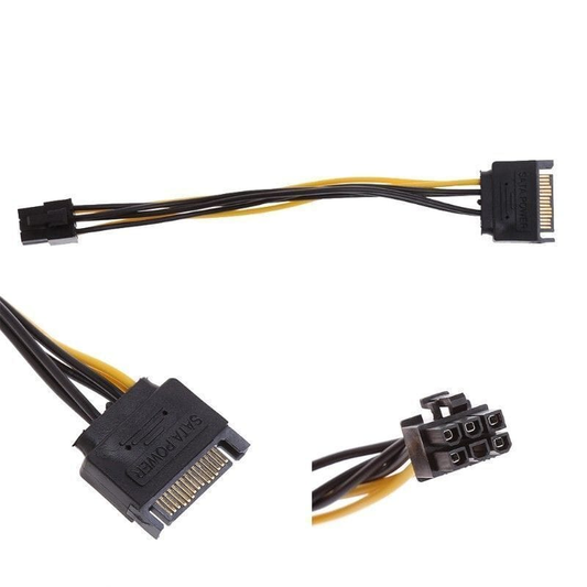 Unbranded 15-Pin SATA Power To 6-Pin PCI-E PCI Express Adapter Wire Cable For Video Card