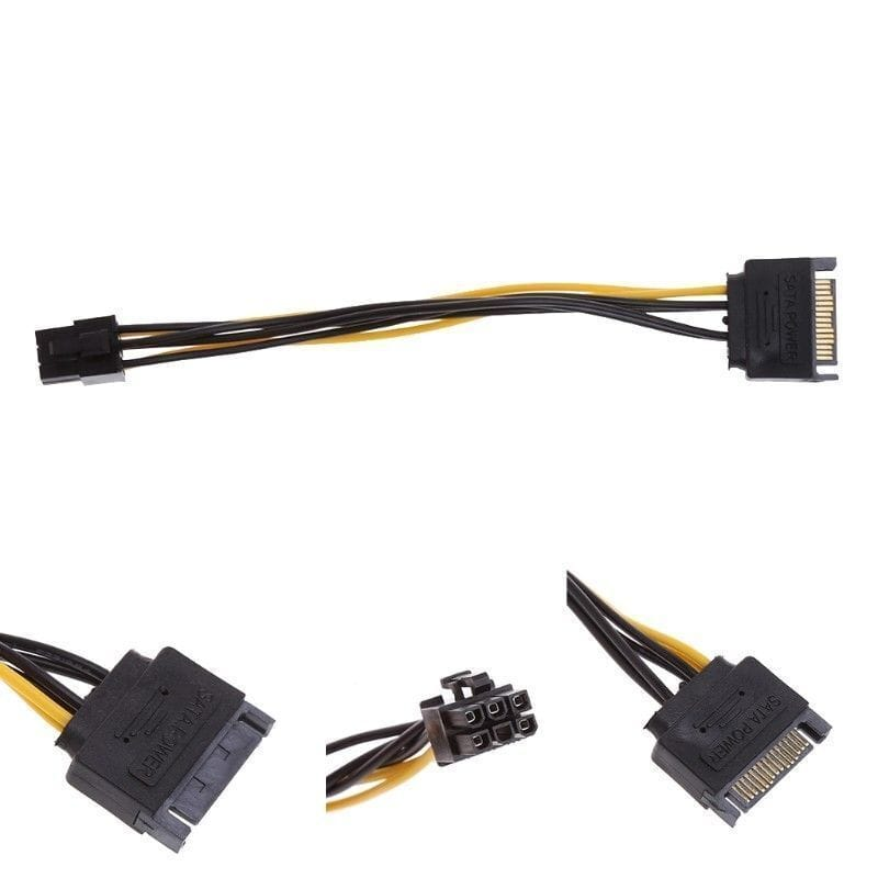 Unbranded 15-Pin SATA Power To 6-Pin PCI-E PCI Express Adapter Wire Cable For Video Card
