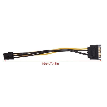 Unbranded 15-Pin SATA Power To 6-Pin PCI-E PCI Express Adapter Wire Cable For Video Card