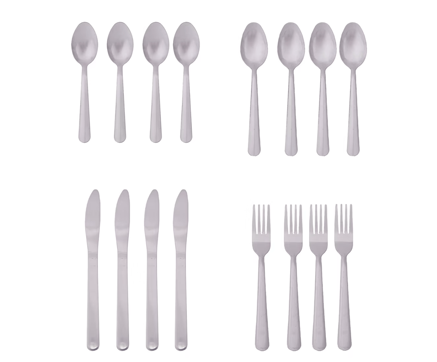 Unbranded 16 Pc Stainless Steel Cutlery Set Metal Knives Fork Spoon Dining Food Kitchen