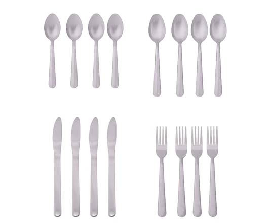 Unbranded 16 Pc Stainless Steel Cutlery Set Metal Knives Fork Spoon Dining Food Kitchen