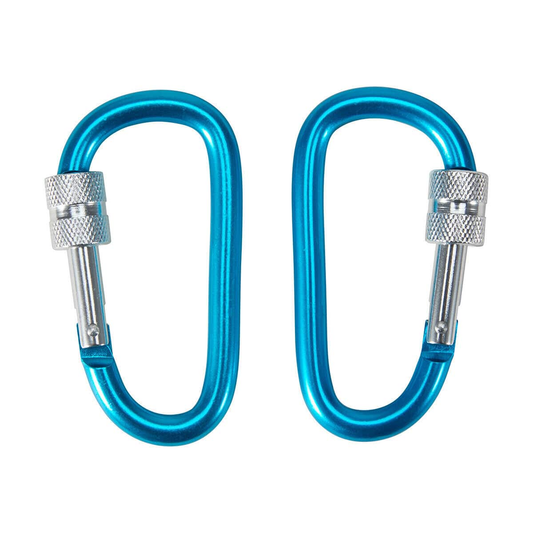 Unbranded 2X Carabiner Clip Snap Spring With Lock Aluminium Hooks Key Ring Hiking Camping