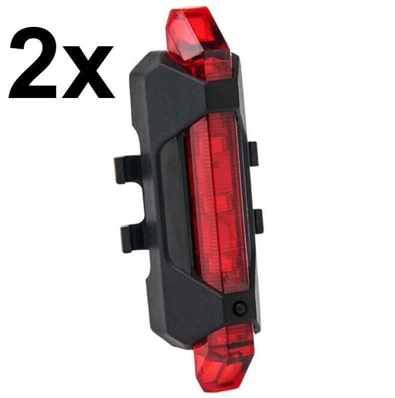 Unbranded 2x Cycling 5 LED USB Rechargeable Bike Bicycle Tail Warning Light Rear Safety