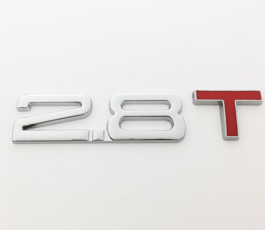 Unbranded 2x Red Silver Tone Metal 2.8 T Design Car Ute Auto Grille Emblem Badge Ornament