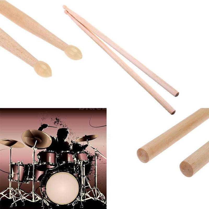 Unbranded 4 Pair 7A Maple Wood Lightweight Endearing Music Oval Tip Drumsticks Drum Sticks