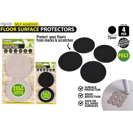 Unbranded 4x Floor Protector with Self Adhesive Round Felt Pads Stoppers Chairs 77mm