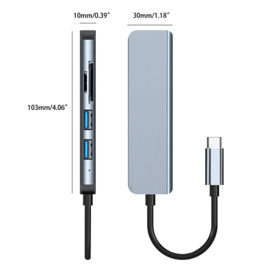 Unbranded 5 in 1 USB-C HUB Type-C USB Multi 3.0 2.0 Micro SD TF OTG Port Charge Macbook