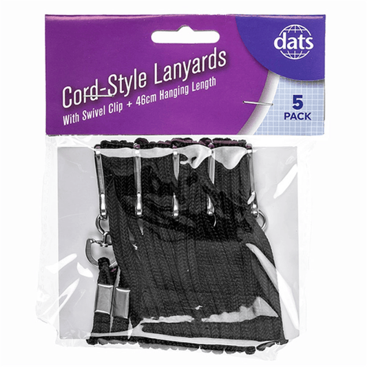 Unbranded 5x 46cm Hanging length Black Lanyard Cord Rope Style ID Card Holder Swivel Clip