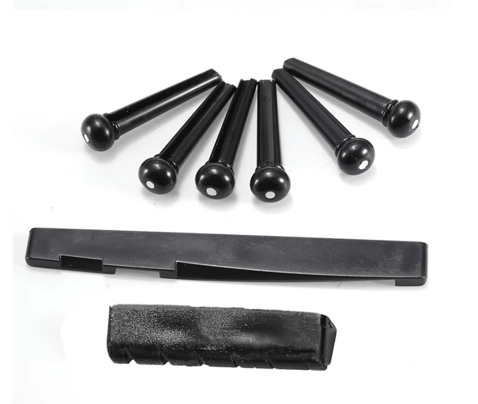 Unbranded 6 Bridge Pins + saddle + bridge saddle for Acoustic Guitar Black 6 strings