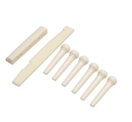 Unbranded 6 Bridge Pins + saddle + bridge saddle for Acoustic Guitar white 6 strings