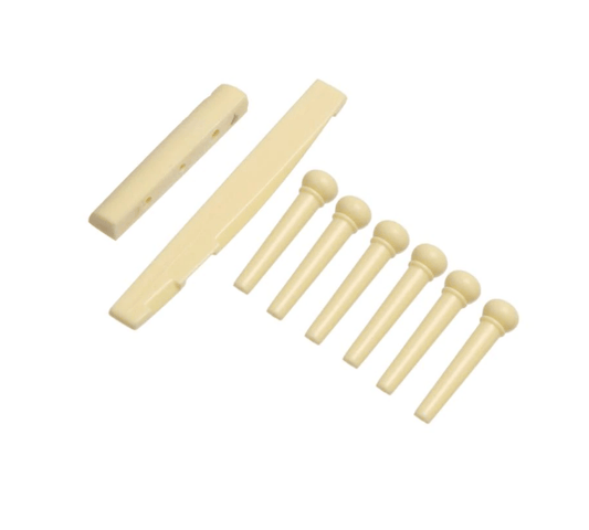 Unbranded 6 Bridge Pins + saddle + bridge saddle for Acoustic Guitar Yellow 6 strings