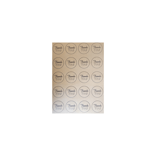 Unbranded 60-Stickers Brown Decorative Kraft Printed Sticker Labels Thank You Handmade
