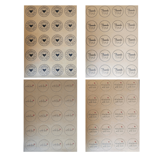Unbranded 60-Stickers Brown Decorative Kraft Printed Sticker Labels Thank You Handmade