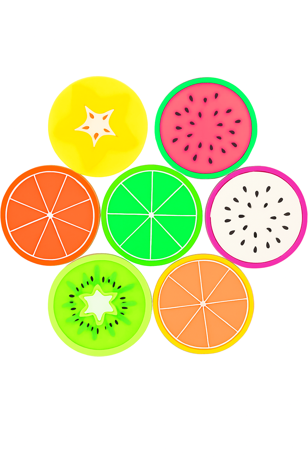 Unbranded 7pc Silicone Fruit Coaster Silicone Tea Coffee Cup Drink Holder Mat Placemat Pad